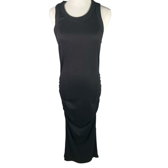 Michael Stars Black Ribbed Tank Maxi Dress Size M Made in USA Sleeveless Knit - Picture 1 of 16